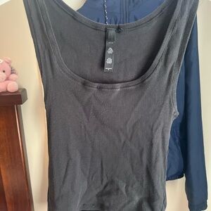 Black Ribbed SKIMS Tank Top